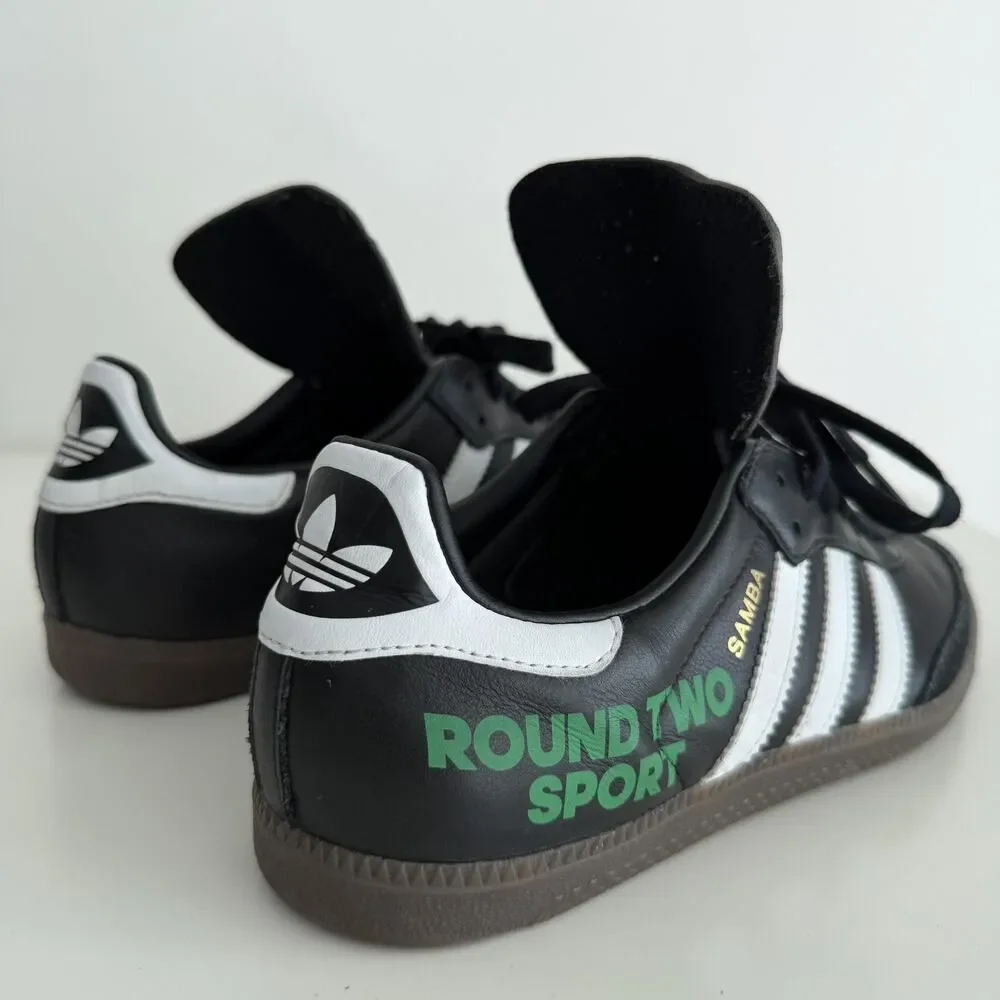 Adidas Samba Round Two Sneaker Mens 7.5 Black Leather Sport Sean Wotherspoon
